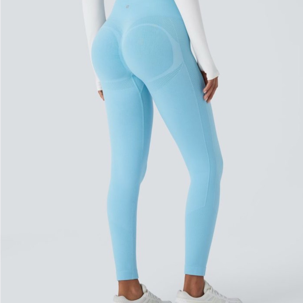 Seamless Flow High Waisted Tummy Control Butt Lifting Yoga Leggings size XS Blue